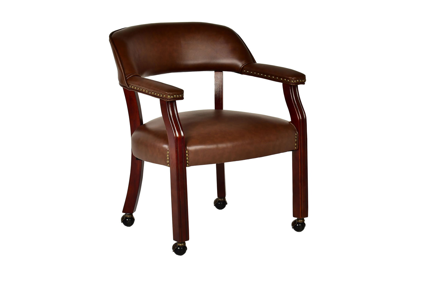 Tournament - Arm Chair With Casters - Dark Brown