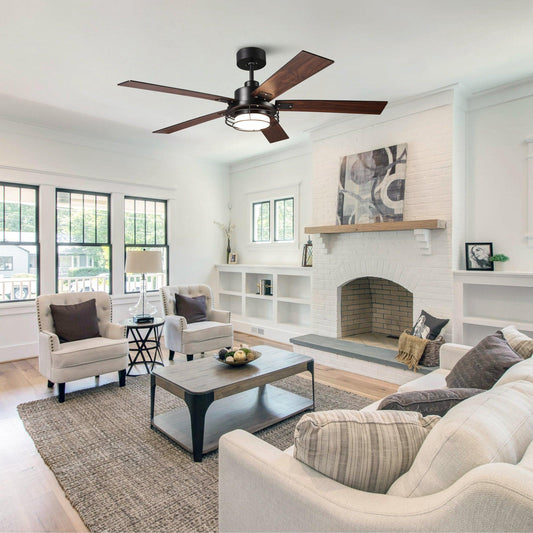 52 Inch Bernice DC Motor Industrial Downrod Ceiling Fan with LED Light and Remote Control