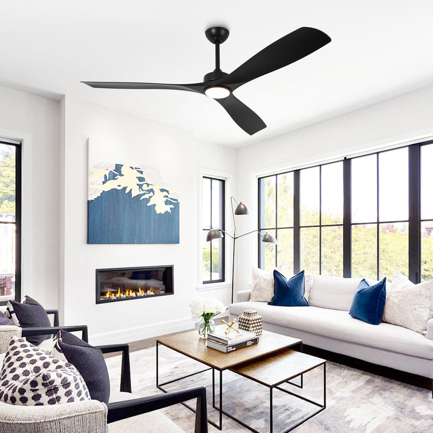 60 Inch Alexi DC Motor Modern Downrod Ceiling Fan with LED Light
