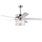 52' 3-Light Chrome Drum Shade LED Ceiling Fan + Remote, Traditional Farmhouse Rustic Industrial Bohemian Country Cottage Transitional Glam for Home, Kitchen, Living Room