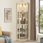 Lighted Corner Curio Cabinet - Elegant Glass Display Case for Living Room & Bar Storage - Perfect for Antique Collections & Wine - Includes Built-in Lighting - White