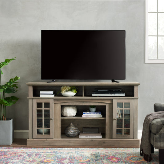 Classic TV Media Stand Modern Entertainment Console for TV Up to 65' with Open and Closed Storage Space, Gray Wash, 58.25'W*15.75'D*32'H