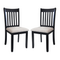 Modern Dining Chair Set of 2 with Cushion Seats and Wooden Back in Black Finish