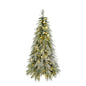 6FT Pre-Lit Spruce Snow Flocked Christmas Tree with LED Lights, White and Green Artificial Hinged Xmas Tree, PE and PVC Material, 70.9 Inches Tall