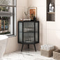22.25' Floor Coner Cabinet with Tempered Glass Door & Storage Shelves for Bathroom, Living Room, Bedroom (Black)