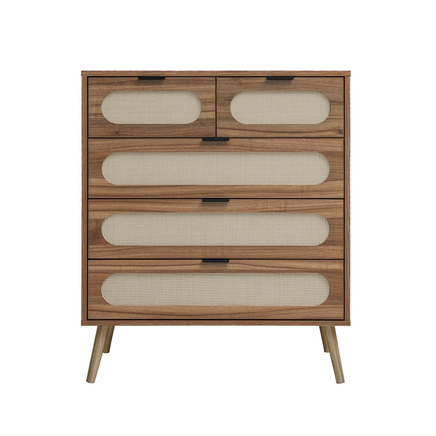 Modern 5-Drawer Accent Storage Cabinet for Living Room, Bedroom, Dining Room, or Study – Walnut MDF