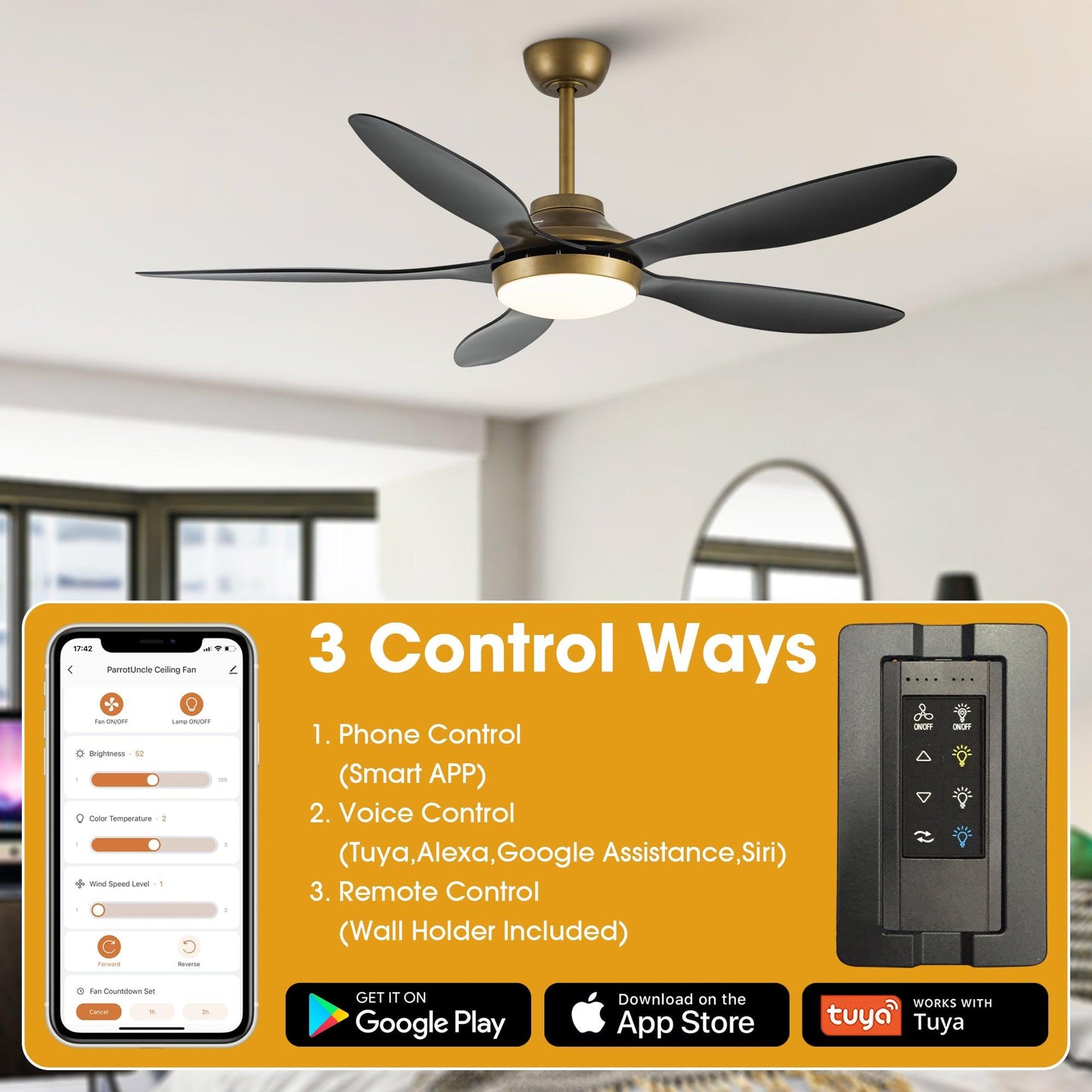 52" Punjab Smart Fan with LED Light