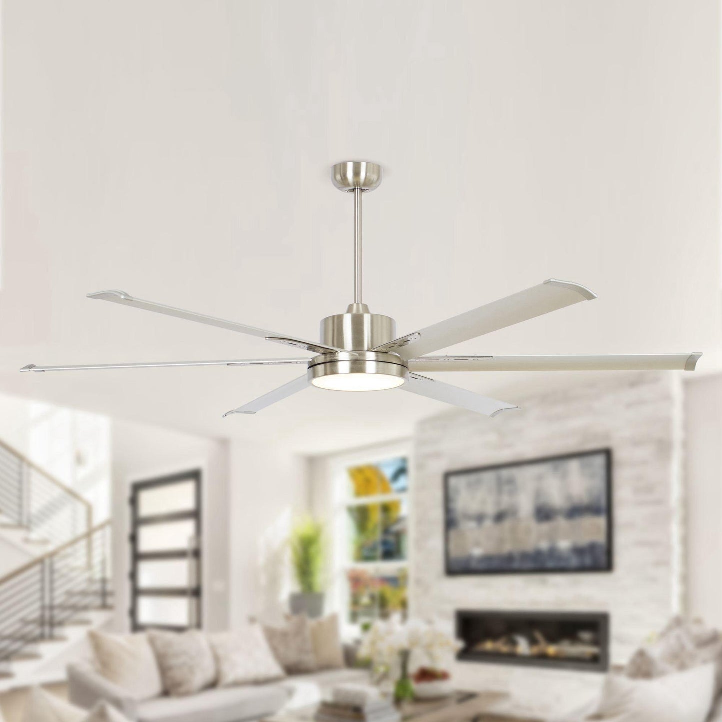 65 Inch Freda DC Motor Modern Downrod Ceiling Fan with LED Light and Remote Control