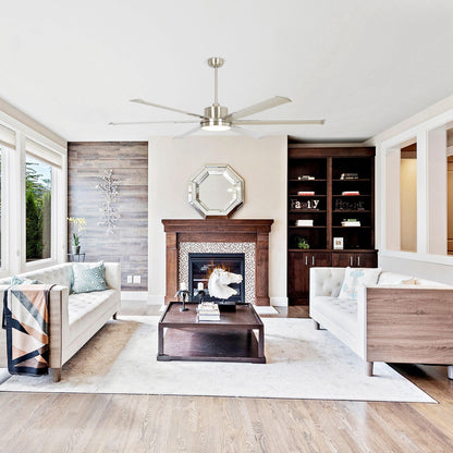 65 Inch Freda DC Motor Modern Downrod Ceiling Fan with LED Light and Remote Control