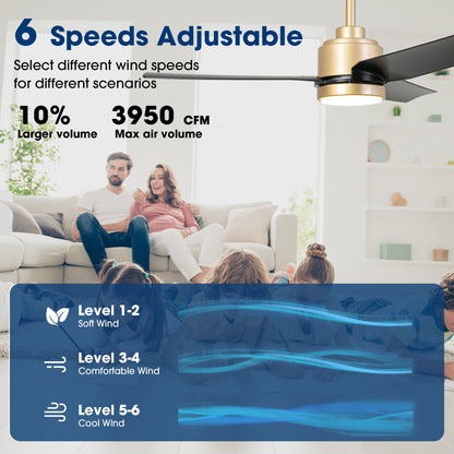 Vaczon 42 Inch 3-Blades Modern Ceiling Fan with Remote Control and LED Light