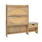 Stylish Rattan Shoe Storage Cabinet with Flip Drawers and Bench, Light Brown, MDF, 47.2 Inches